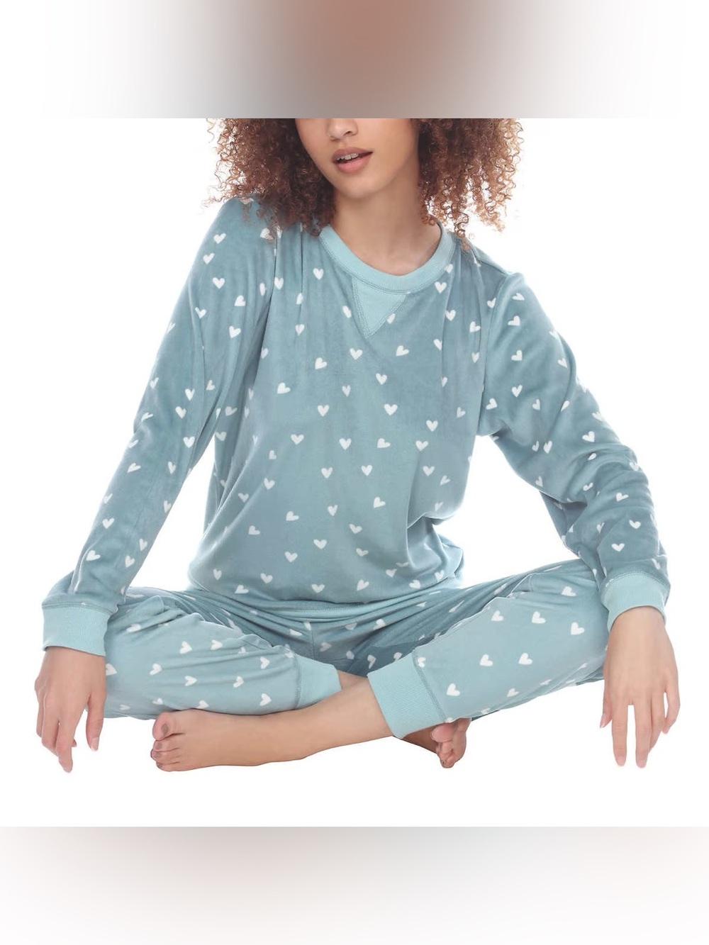 Honeydew Plush Velour Hearts Pajama Set Sz Large